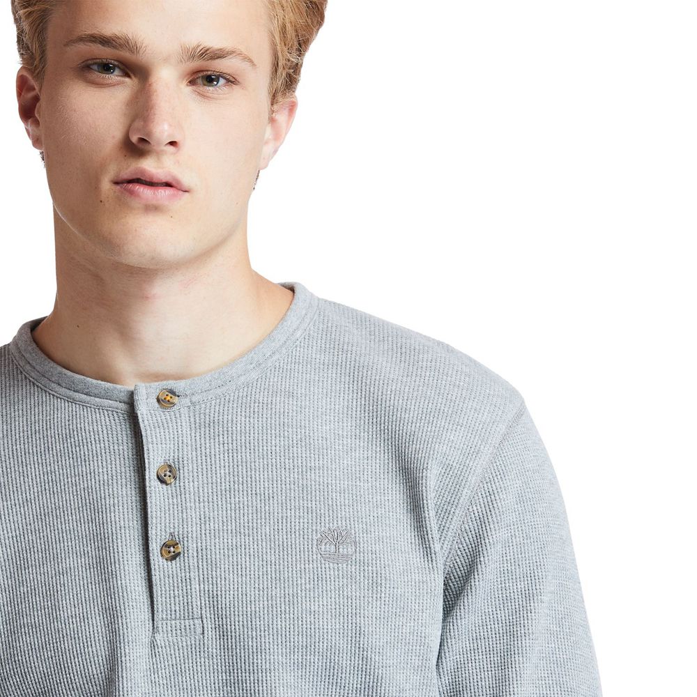 Camisa Timberland Hombre Wharf River Waffle-Knit Henley Gris - Chile PVJ-309465
